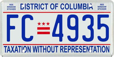 DC license plate FC4935