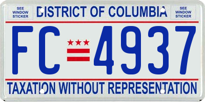 DC license plate FC4937