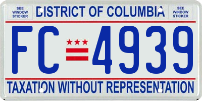 DC license plate FC4939