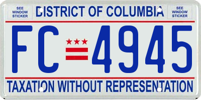 DC license plate FC4945