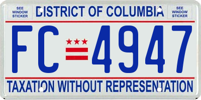 DC license plate FC4947