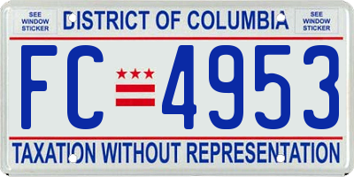 DC license plate FC4953