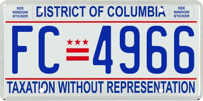 DC license plate FC4966