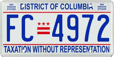 DC license plate FC4972