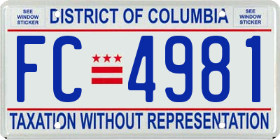 DC license plate FC4981