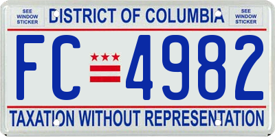 DC license plate FC4982