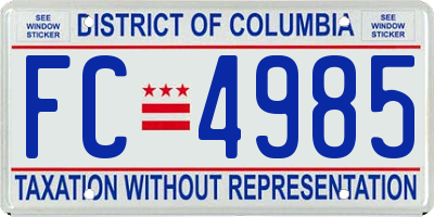 DC license plate FC4985