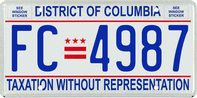 DC license plate FC4987