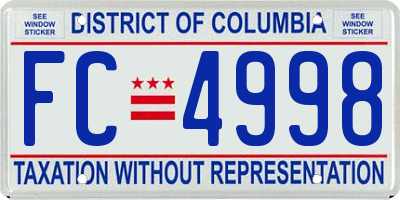 DC license plate FC4998