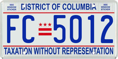 DC license plate FC5012