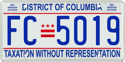 DC license plate FC5019