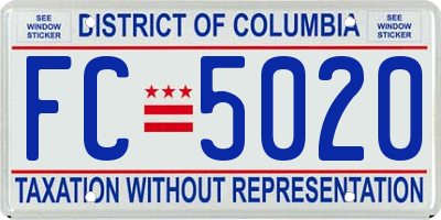 DC license plate FC5020