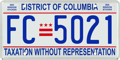 DC license plate FC5021