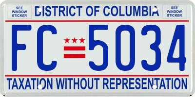 DC license plate FC5034