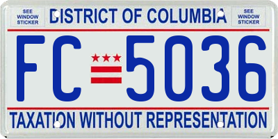 DC license plate FC5036