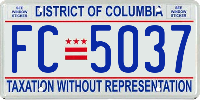 DC license plate FC5037