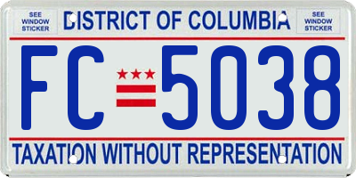 DC license plate FC5038