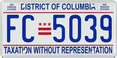 DC license plate FC5039