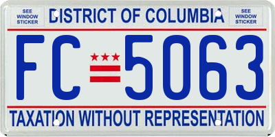 DC license plate FC5063