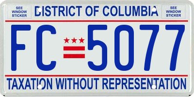 DC license plate FC5077