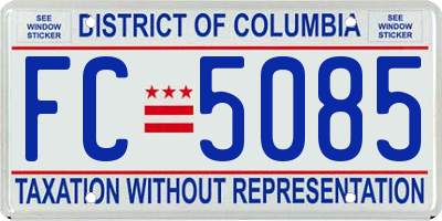 DC license plate FC5085