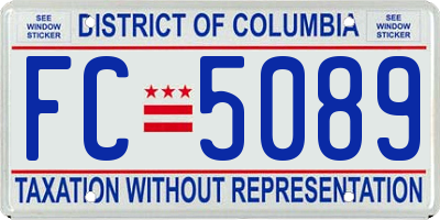 DC license plate FC5089