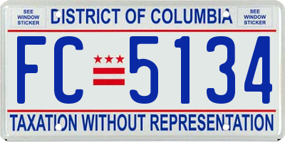 DC license plate FC5134