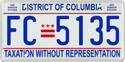 DC license plate FC5135