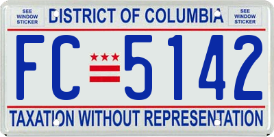 DC license plate FC5142