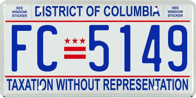 DC license plate FC5149