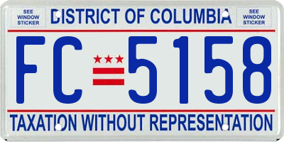 DC license plate FC5158