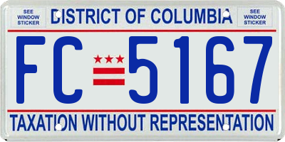 DC license plate FC5167