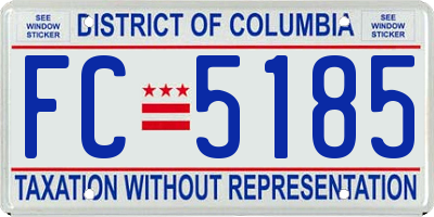 DC license plate FC5185