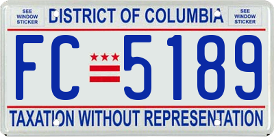 DC license plate FC5189