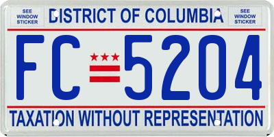 DC license plate FC5204