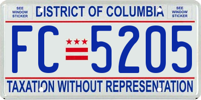 DC license plate FC5205