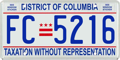 DC license plate FC5216