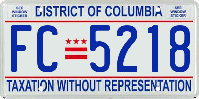 DC license plate FC5218