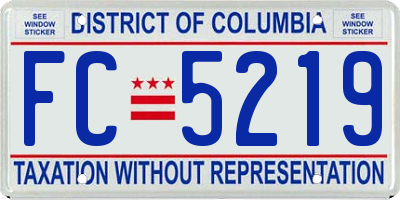 DC license plate FC5219