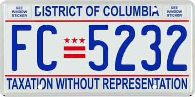 DC license plate FC5232