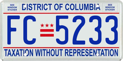 DC license plate FC5233