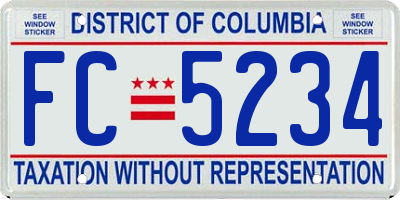 DC license plate FC5234