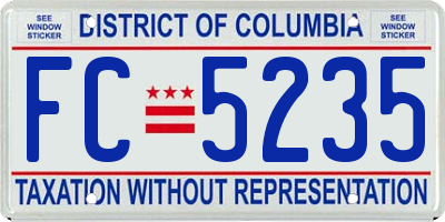 DC license plate FC5235