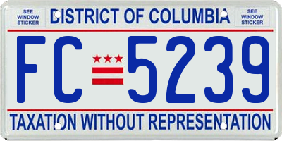 DC license plate FC5239