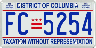 DC license plate FC5254