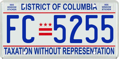 DC license plate FC5255