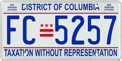 DC license plate FC5257