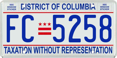 DC license plate FC5258