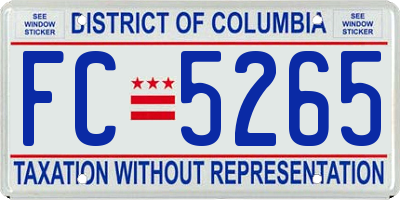 DC license plate FC5265