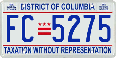 DC license plate FC5275